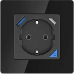 ExtraLink Extralink Smart Life Wall Socket Set Pro | Smart socket kit + frame | Black color, 230V, 1x USB A, 1x USB C, WiFi
