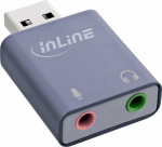 Adapter USB InLine USB-A - Jack 3.5mm x2 Silver