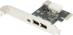 Digitus Karta (Controller) Firewire (400) PCI Exp., 2xZew. 1xZew.(Mini) IEEE1394a 6pin+Mini,Low Profile,VT6308P