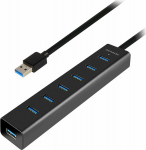 AXAGON HUE-SA7BP 7x USB3.0 ALU Charging Hub Incl. AC Adapter, Black