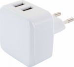 Schwaiger Ladeger&auml;t 230V 2x USB 2.0 A Wei&szlig;/Gr&uuml;n