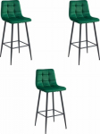 Leobert ARCETO stool - dark green velvet / black legs x 3