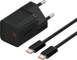 Loader Baseus GaN5 mini 1C 30W EU+kabel USB-C (cluster black)