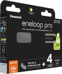 Rechargeable batteries PANASONIC ENELOOP PRO AAA 930 mAh 4 szt + case (BK-4HCDE/4CP+CASE)