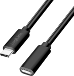 Logilink USB 2.0 Typ-C Kabel C/M > USB-C/F, PD, schwarz 1m