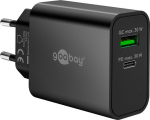 Wentronic Dual fast charger USB-C&trade; PD GaN (30 W) czarny - Color version: black