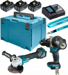 MAKITA ZESTAW COMBO 18V DLX2544TJ (DDF492 + DGA513) 3x5.0 MAKPAC