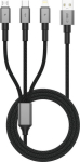 Kabel USB Tech Protect USB-A - USB-C + microUSB + Lightning 1.2 m Szary (5906302330294)