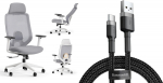 Office chair SENSE7 Nakai White and Gray + kabel usb