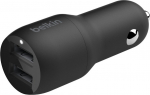 Belkin BoostCharge Dual USB-A Car Charger 24W - car charger, black