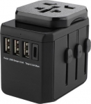 MicroConnect World Travel Adapter, 3 USB A, ports and 1 USB-C port, with