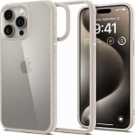 Kaitse&uuml;mbris Ultra Hybrid, Apple iPhone 15 Pro Max, l&auml;bipaistev beeži &auml;&auml;rega, Spigen