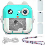 Mini Thermal Printer with Camera Extralink EPP-004 Blue, 3 Rolls of Thermal Paper, 2.5" LCD Screen, Bluetooth, USB-C, 1000 mAh