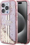 Guess GUHCP15LLFCSEGP iPhone 15 Pro 6.1" hardcase Liquid Glitter Gold Stripes / pink