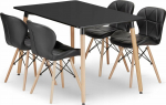 Leobert ADRIA rectangular table set 120x80 czarny + 4 LAGO chairs, black eco-leather