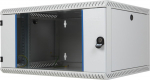 BKT Elektronik wall hanging cabinet single chamber 9U, 600/400/465 (W/D/H) mm, RAL7035 (welded frame-capacity 50kg), metal/glass door