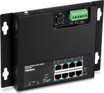 TRENDnet 10-Port Industrial Gigabit PoE+ WallMount Front Acc
