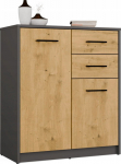 Topeshop SIMPLO chest of drawers 2D2S Cupboard 2 Drawers 2 ANTHRACITE Living Room Doors DĄB ARTISAN