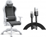 Armchair SENSE7 Spellcaster FUKU PU white and gray + kabel usb