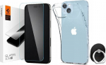 Spigen Apple iPhone Kit 14: Case Crystal Flex Case + Glas glass.tr Slim Hd + Uchwyt Finger Style Ring
