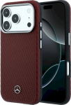 Mercedes-Benz Mercedes Leather Semi Wrap Wood Effect MagSafe for iPhone 18 Pro Max / 17 Pro Max burgundy