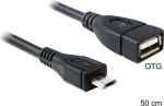 DELOCK USB Kabel A -> Micro-B OTG Bu/St 0.50m sw