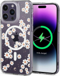 Kaitse&uuml;mbris Cyrill Cecile Mag, Apple iPhone 14 Pro, l&auml;bipaistev valge lilleline, MagSafe, Spigen