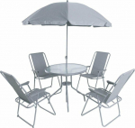 Saska Garden Round table garden furniture set 4 dark gray chairs and umbrella