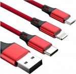 Kabel USB Vega USB-A - USB-C + microUSB + Lightning Red-black (27973)