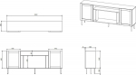 Cama MEBLE JUTA EF chest of drawers + electric fireplace 202x39.5x85 black + linol calabria