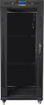 Lanberg Standing rack installation cabinet 19 27U 600x600 czarna, drzwi szklane LCD (Flat pack)