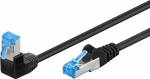 Wentronic CAT 6A patchcable 0.5m, 1x 90&deg;angled, S/FTP (PiMF), black, latch on top, LSZH halogen-free, copper