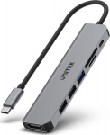 UNITEK HUB USB-C H1118A; USB-A x3, USB-C, HDMI, SD, microSD