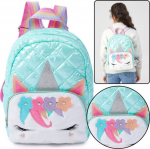 Lean Children's Quilted School Backpack Unicorn Turquoise 32cm