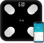 CP B2 Glass Bluetooth Smart Body Scale with Progress Sync App Android/iOs (0.1-180kg) Melna