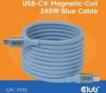 Club3D Lifestyle USB-C Magnetic cable 240W 2m blue St/St
