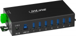 InLine InLine Industrial USB Hub 3.2 Gen 1 &ndash; 7 Ports &ndash; Aluminum Case &ndash; DIN Rail Mount &ndash; 5 Gbps &ndash; Model 33456B &ndash; Black
