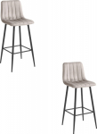 Leobert POZZA bar stool, dark beige velvet, black legs, with footrest x2