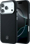 Mercedes-Benz Mercedes Leather Semi Wrap Wood Effect MagSafe for iPhone 18 Pro / 17 Pro black