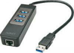 HUB USB Lindy 1x RJ-45 + 3x USB-A 3.0 (43176)