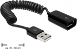 DELOCK USB Kabel A -> A St/Bu 0.20m-0.60m sw Spiral