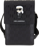 Karl Lagerfeld Saffiano Monogram Ikonik NFT Wallet Phone Bag / Black
