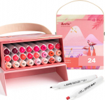 Double-sided Marker Pens ARRTX Alp, 24 Colours, red tone shade