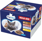 PREVITAL Cat Food Megabox with Lamb, Beef, Rabbit, and Chicken in Gravy - Wet Cat Food - 24 x 100g