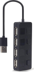 GEMBIRD USB 2.0 4-port hub with switches black