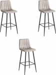 Leobert POZZA bar stool, dark beige velvet, black legs, with footrest x3