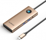 Orico USB-C 8w1 | 2x USB-A 3.0 | 1x USB-C PD 100W | 1x HDMI 4K 60Hz | 1x microSD/SD | 1x RJ45 Gigabit Ethernet | 1x Audio 3.5 mm - pink-gold