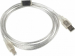Cable USB Lanberg USB-A - USB-B 1.8 m Transparent (CA-USBA-12CC-0018-TR)
