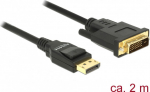 Delock Cable DisplayPort 1.2 male > DVI 24+1 male passive 4K 30 Hz 2 m black