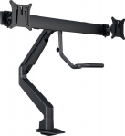 Multibrackets M VESA Gas Lift Arm w. Duo Crossbar 2 - Mounting kit (rotatable arm, table mount, crossbar) - for 2 LCD-monitors - aluminium - svart - screen size: 15"-32"
